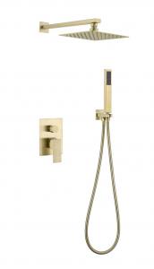 Quality 8 Inch 0.6MPA Shower Faucet Set Wall Mounted Brushed Golden Color for bathroom for sale