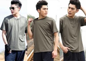 Quality Cool Short Sleeve Army Green T Shirt Cotton Uniforms For Men for sale