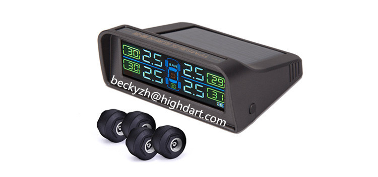 Quality TPMS Car Tire Pressure LCD Monitoring System Wireless Solar 4 External Sensor for sale