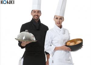 Quality Men Polyester Fabric Kitchen Staff Uniform Chef Working With Hat for sale