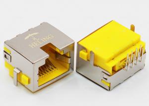 Quality Right Angle 8P8C RJ45 Female PCB Connector Tab Up Yellow Housing Sinking for sale
