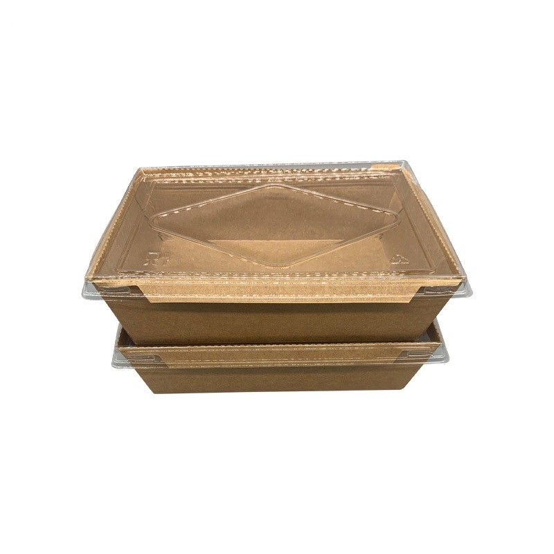 Quality 500ml 700ml 900ml 1200ml Disposable Paper Sushi Packaging Box With Transparent Lid for sale