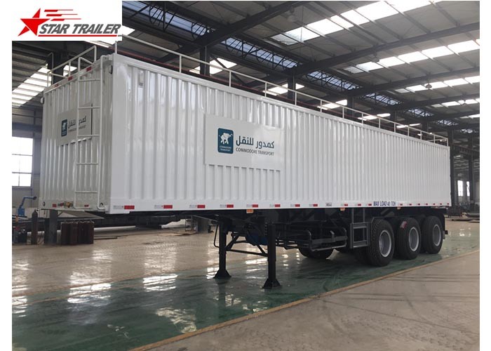Box 3-4 Axles Flatbed Container Trailer 60-100Tons Dry Food Van Transport