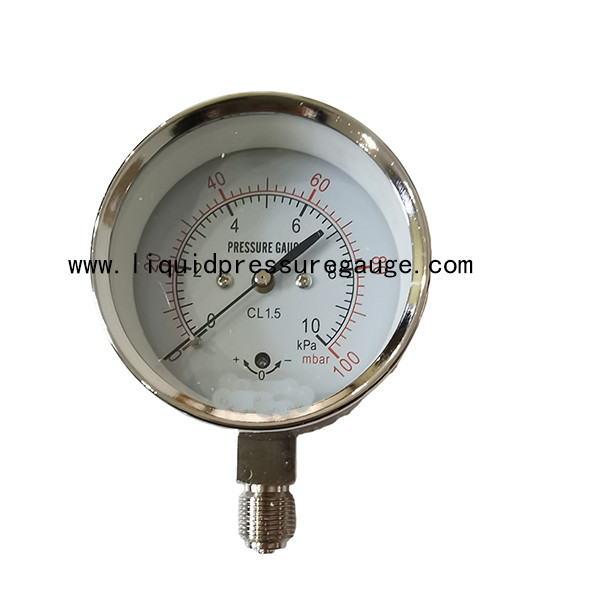 Quality Low Capsule Pressure Vacuum Gauge 600mbar Steel Case  Chromed Connection 1/4'' NPT for sale