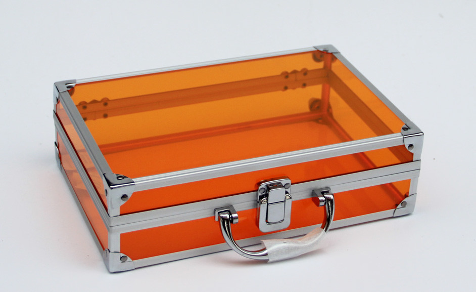 Quality Acrylic Small Aluminum Hard Case With Empty Inside Orange 260 * 170 * 150mm for sale