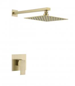 Quality Gold Square 1*8 Inch Shower Faucet Set Stainless Steel 304 Material for sale