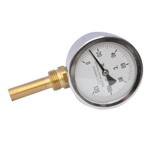 Quality Bimetal Stem 120C 3'' 72mm Industrial Bimetal Thermometer 1/4 BSP Brass for sale