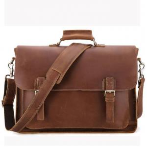 Quality First Layer Cowhide Men'S 17 Inch Retro Laptop Messenger Bags for sale