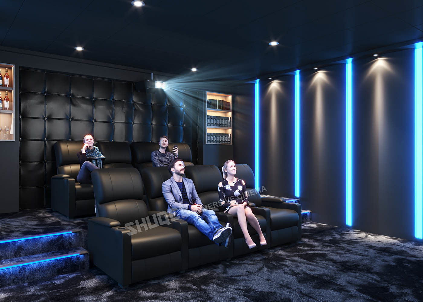 Quality ISO9001 Home Theater Equipment Supply VIP Leather Cinema Sofa With Cup Holder for sale