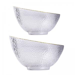 Quality Handmade Bevel Clear Lead Free Glass Bowls With Gold Rim for sale