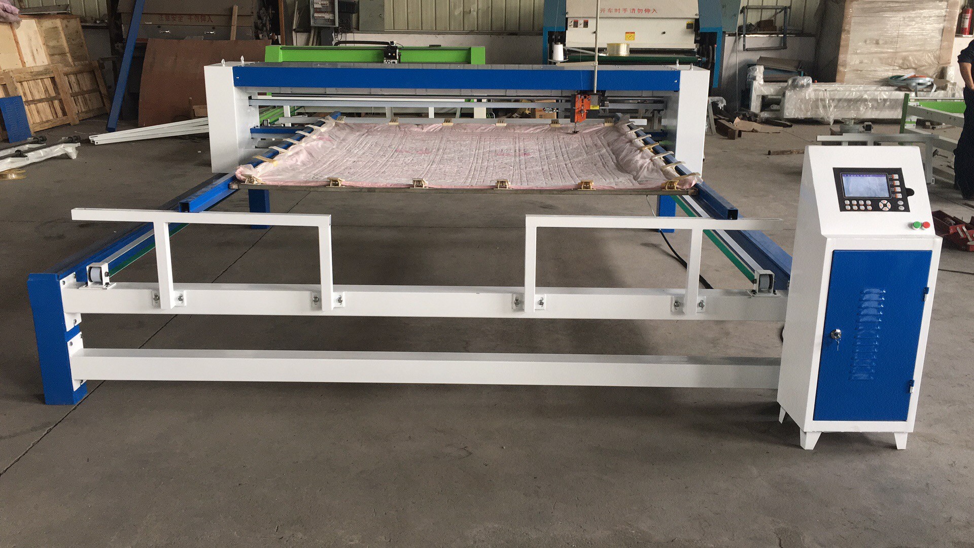 Quality 1.5KW 220v Single Needle Mattress Manufacturing Equipment 1.8 * 2.1 Needle Drop Size for sale