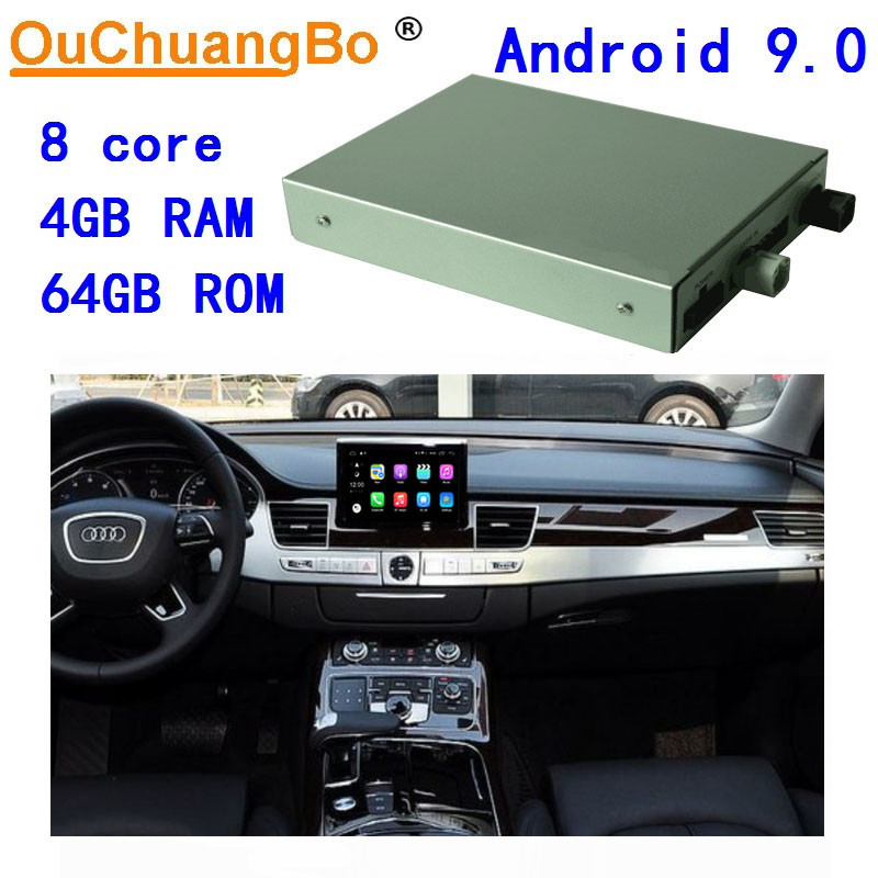 Quality Ouchuangbo upgrade Audi A8 2012-2018 original radio gps car screen to android 9.0 decode box 4GB wifi for sale