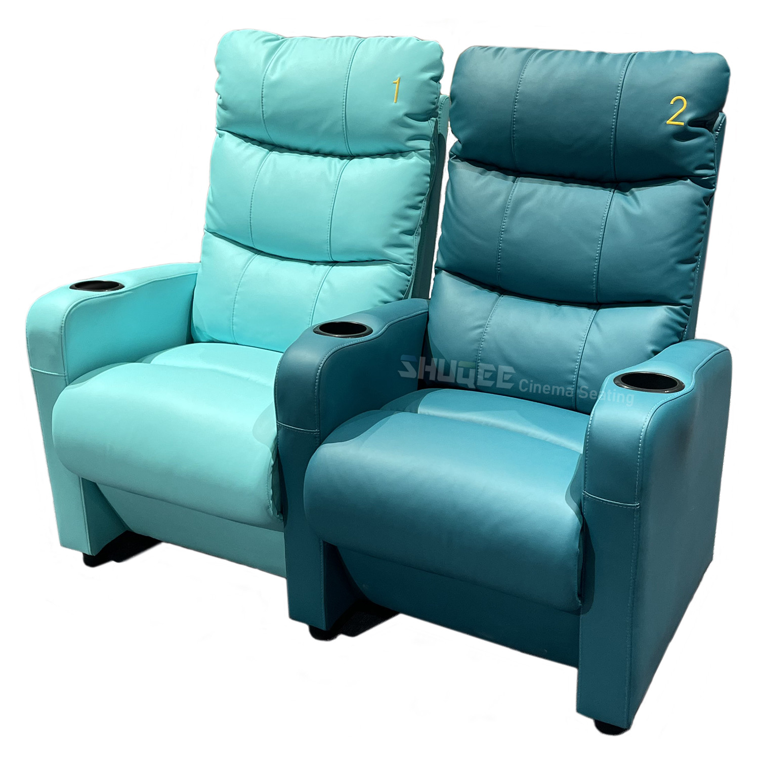 Quality 3D Colorful Movie Theater Seating VIP Leather Cinema Sofa With Cup Holder for sale