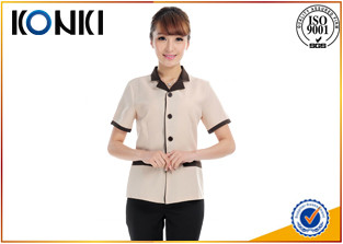 Quality Summer Stylish Hotel Restaurant Staff Uniforms Short Sleeve With Any Size for sale