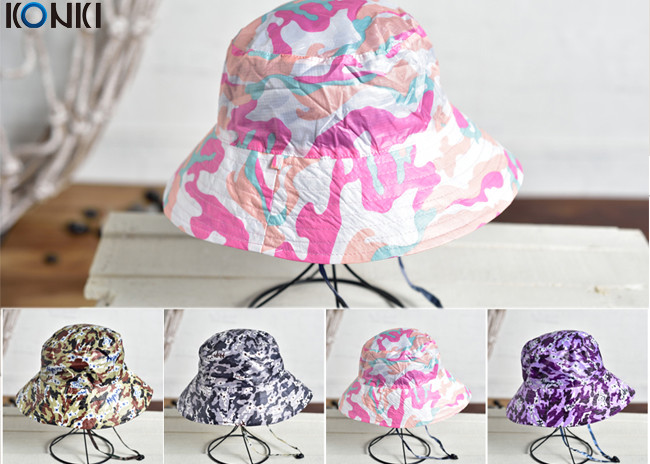Quality Camouflage Printing Custom Caps Hats Nylon Fabric Floral Bucket Hat for sale