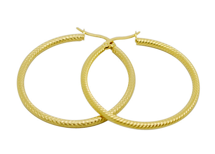 50mm Big Circle Male Hoop Earrings , Stainless Steel Gold Earrings
