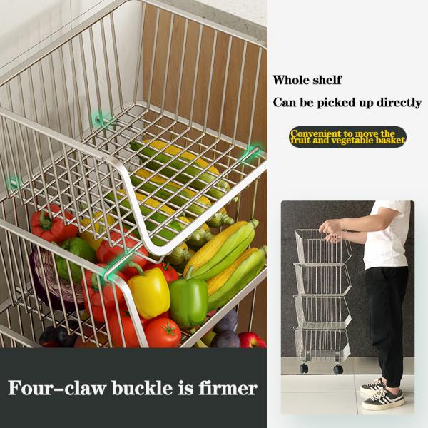Kitchen Fruit And Vegetable Storage Rack 304 Stainless Steel Material