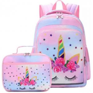 Quality Unicorn Polyester Primary School Bag With Lunch Box for sale
