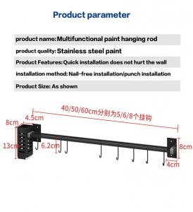 Quality Open hole free stainless steel hanging rod kitchen object frame wall hanging for sale