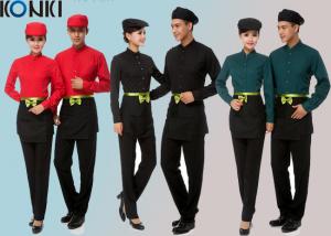 Quality Cool Restaurant Staff Uniforms With Solid Color Long Sleeve Shirt And Pants for sale
