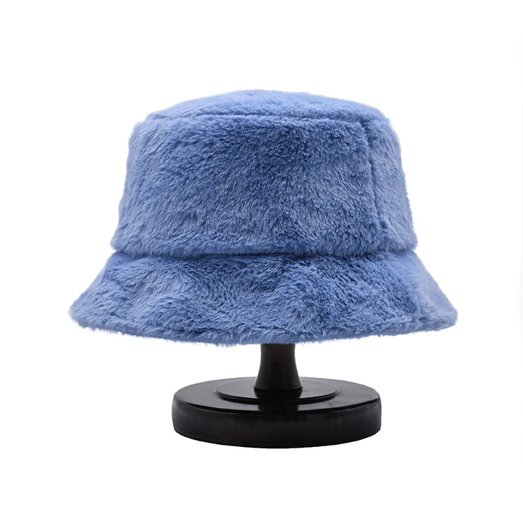 Quality Women Autumn Winter Bucket Hats Plush Soft Warm Panama Caps Lady Flat Top Fishing for sale