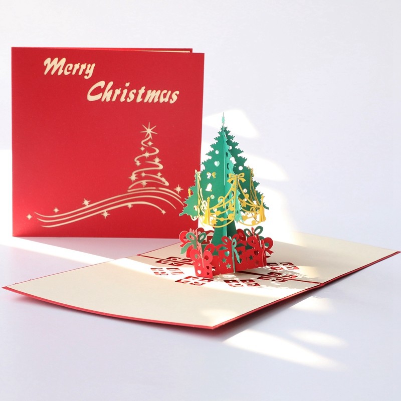 Quality Offset Printing 3D Pop Up Greeting Cards Christmas 15cm×15cm×10.7cm Size for sale