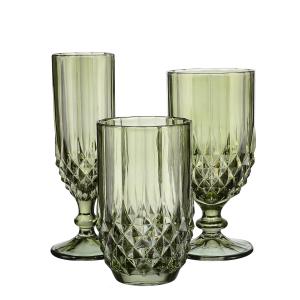 Quality Embossed 340ml Vintage Crystal Highball Glasses Solid Colored Drinking Glass for sale