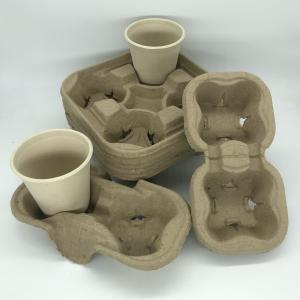 Quality Coffee Cup Tray Biodegradable Pulp 2&4 Paper Cup Carriers For Take Away Shipping for sale