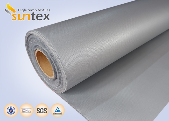 Quality 16 OZ Thermal Insulation Cover Silicone Coated Fiberglass Fabric Cloth Grey No Oil Dropping for sale