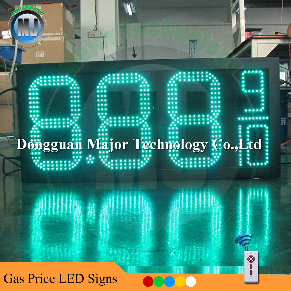 Quality 16inch 8.88 9/10 Green Outdoor Waterproof Remote Control LED Gas Price Changer for sale