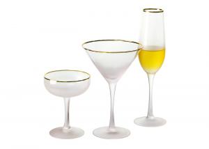 Quality Lead Free Crystal 10 Ounce Martini Glasses With Half Bowl Sandblasting for sale