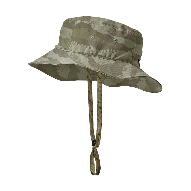 Quality Adjustable Folding Outdoor Boonie Hat , Men Beach Sunshade Camo Bucket Hat With String for sale