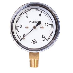 Quality Lower Mount Pressure 15 Psi Low Pressure Water Gauge 2.5'' 63MM 1/8" NPT for sale