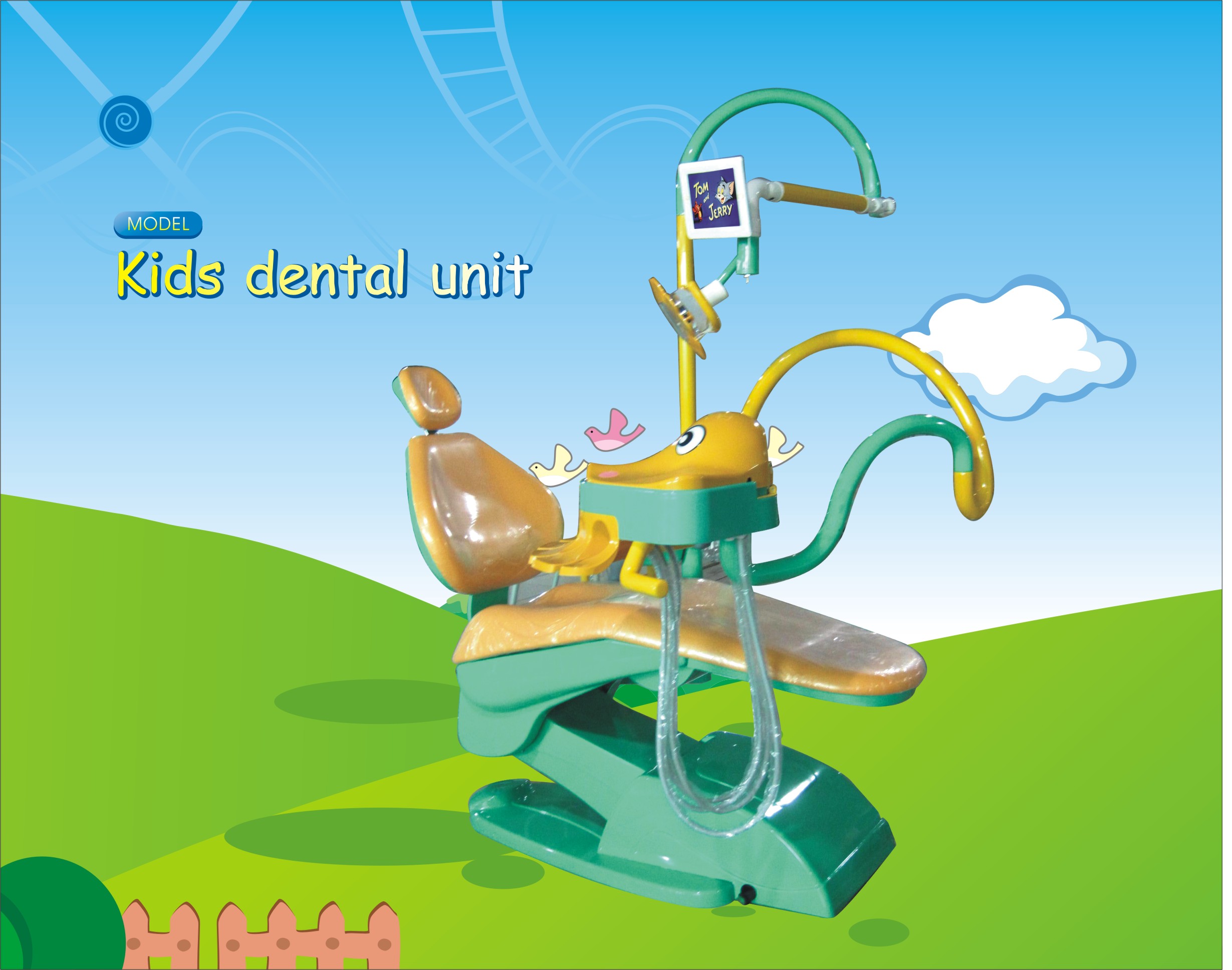 Clinic dental chair sutable for kids and adult dental products with green chair