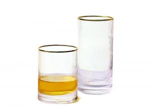Quality Golden Rim 155mm Lead Free Crystal Drinking Glasses , Highball 17 Oz Drinking Glasses for sale