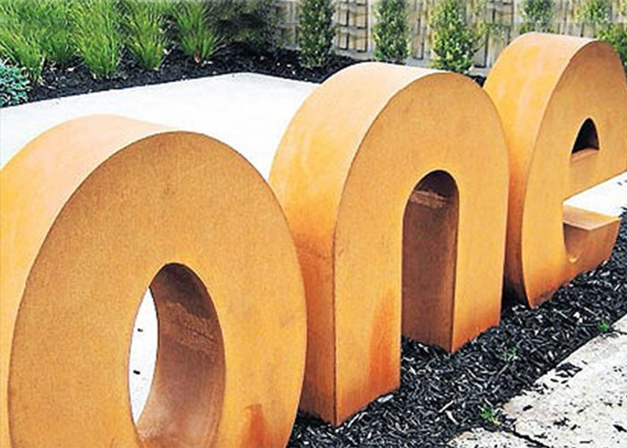 Quality Modern Style Corten Steel Letters Sculpture , Outdoor Metal Sculpture Garden Art for sale