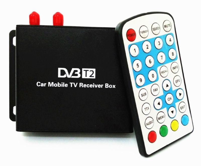 Quality Ouchuangbo  Car DVB-T2 TV Receiver Dual Tuner For Car DVD High Speed Mpeg4 Car Digital TV Box Tuner Auto Mobile for sale