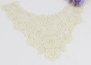 Quality Cotton Hollow Water Soluble Lace Neckline Applique Trim With Rose And Sakura Design for sale