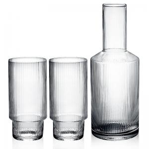 Quality Vertical Strips Lead Free Crystal Drinking Glasses Water Carafe Set With Tumbler for sale