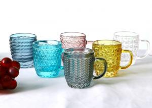 Quality Lead Free Embossed Solid Colored Glass Mug, Vintage Coffee Glasses for sale