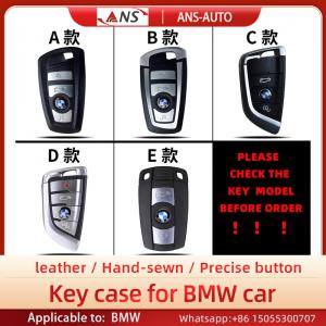 Quality Shock Resistant BMW Leather Car Key Case With Embossed Logo for sale