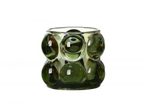 Quality Hand Made 68mm Colored Dot Design Glass Candle Holder for sale