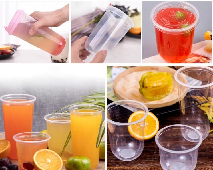 Quality 95-700ml Plastic U Shaped Blister Food PP cup with Milk tea fruit juice for sale