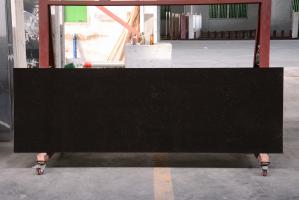 Quality 73" Black Quartz Stone Countertop For Rectangular Feathered White Sinks for sale