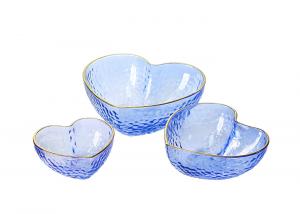Quality 10cm Centrifugal Casting Heart Shaped Bowls, Lead Free Salad Bowel Set with Gold Rim for sale