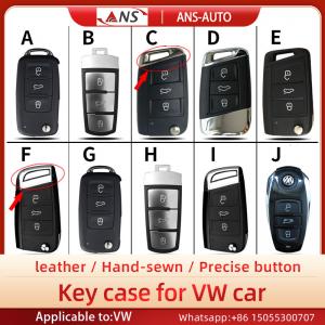 Quality Black Hand Sewing Full Grain Leather Car Key Case For Volkswagen for sale
