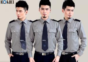 Quality Cotton Grey Security Guard Uniform With Long Sleeve Work Shirts for sale