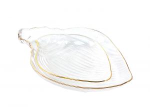 Quality Gold Rim Sea Snail Crystal Lead Free Glass Tray Plate Ocean Series for sale