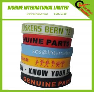 Quality Debossed Silicone Wrist Band with color filling for sale