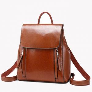 Quality Lady'S Two Layer Cowhide Oil Wax Leather Backpack for sale
